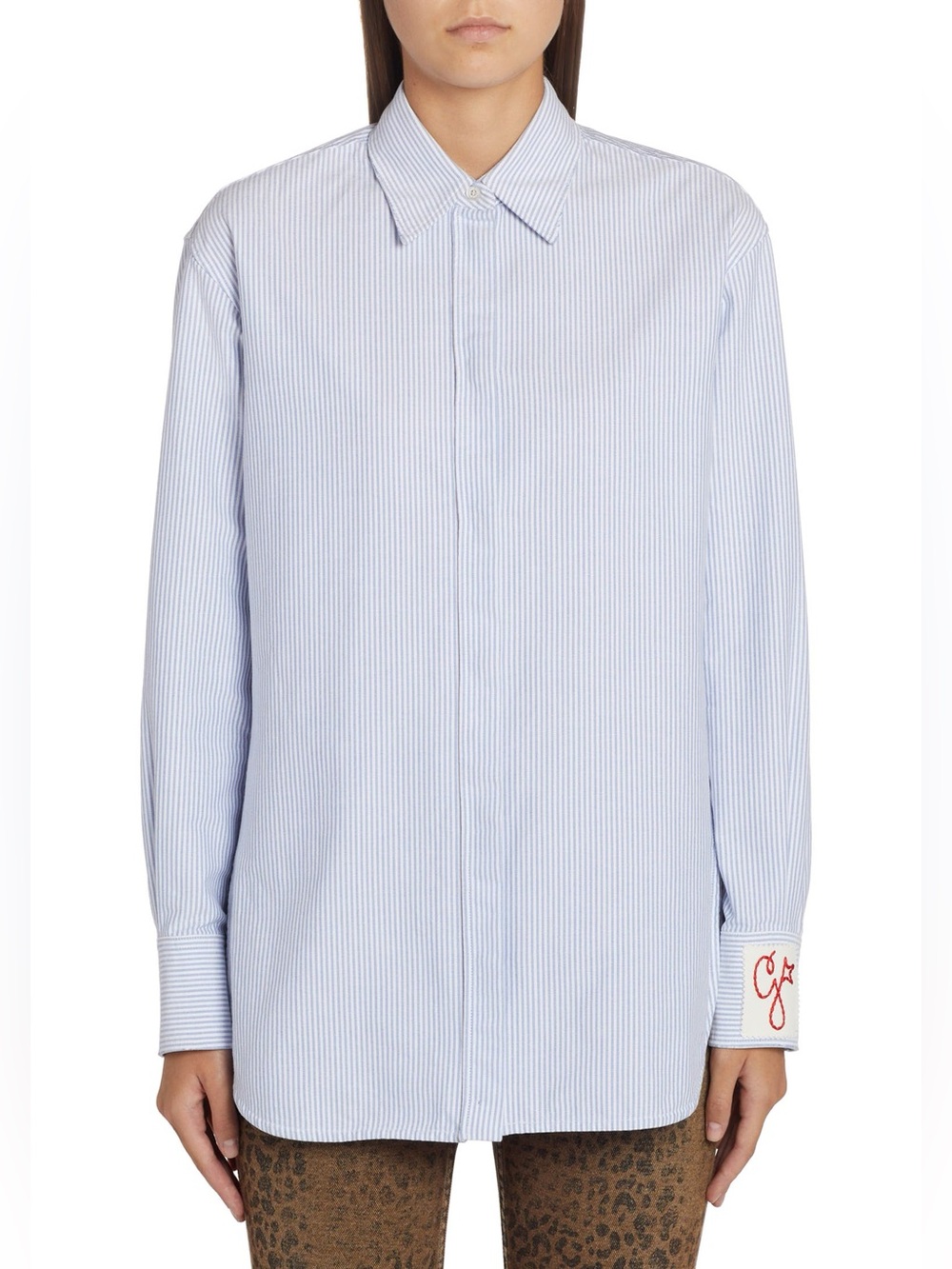 Golden Goose | Blue and White Striped Cotton Button-Down Shirt, M